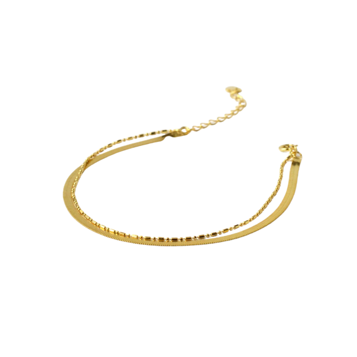 Herringbone Double Chain Bracelet - Gold – Niko Jewels